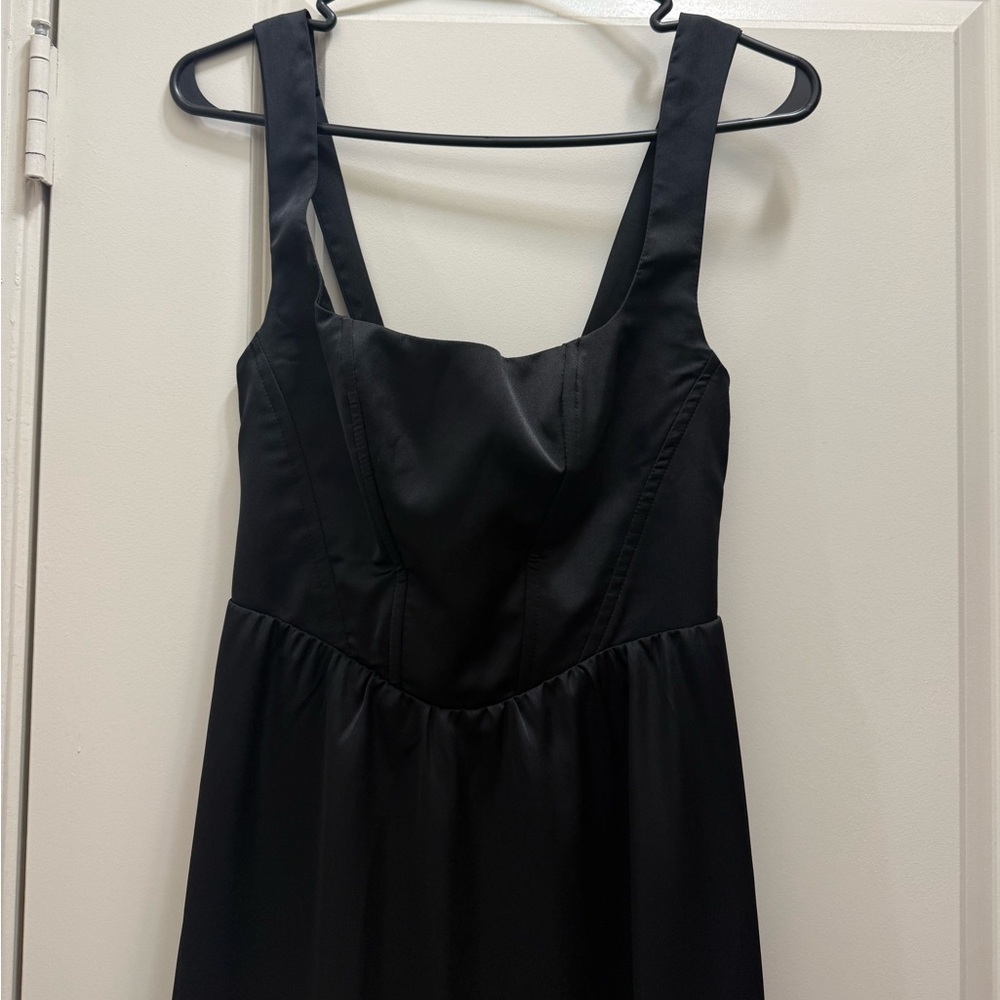 Show Me Your MuMu Nina Maxi Dress in Black Luxe Satin Small